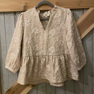 Entro long sleeve cream peplum blouse